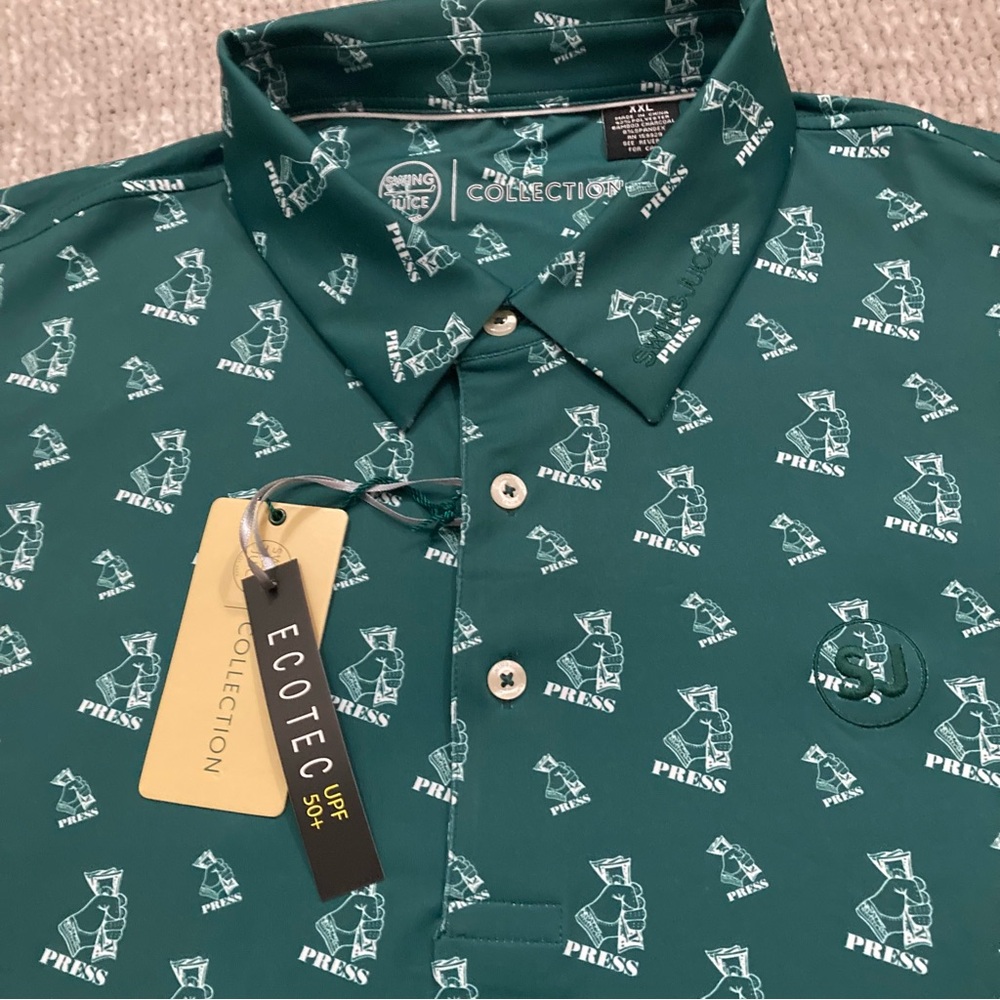 Swing Juice‎ Collection Golf Polo Shirt XXL Green Novelty Performance NWT